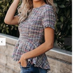 Vici Tweed Peplum Top - size medium